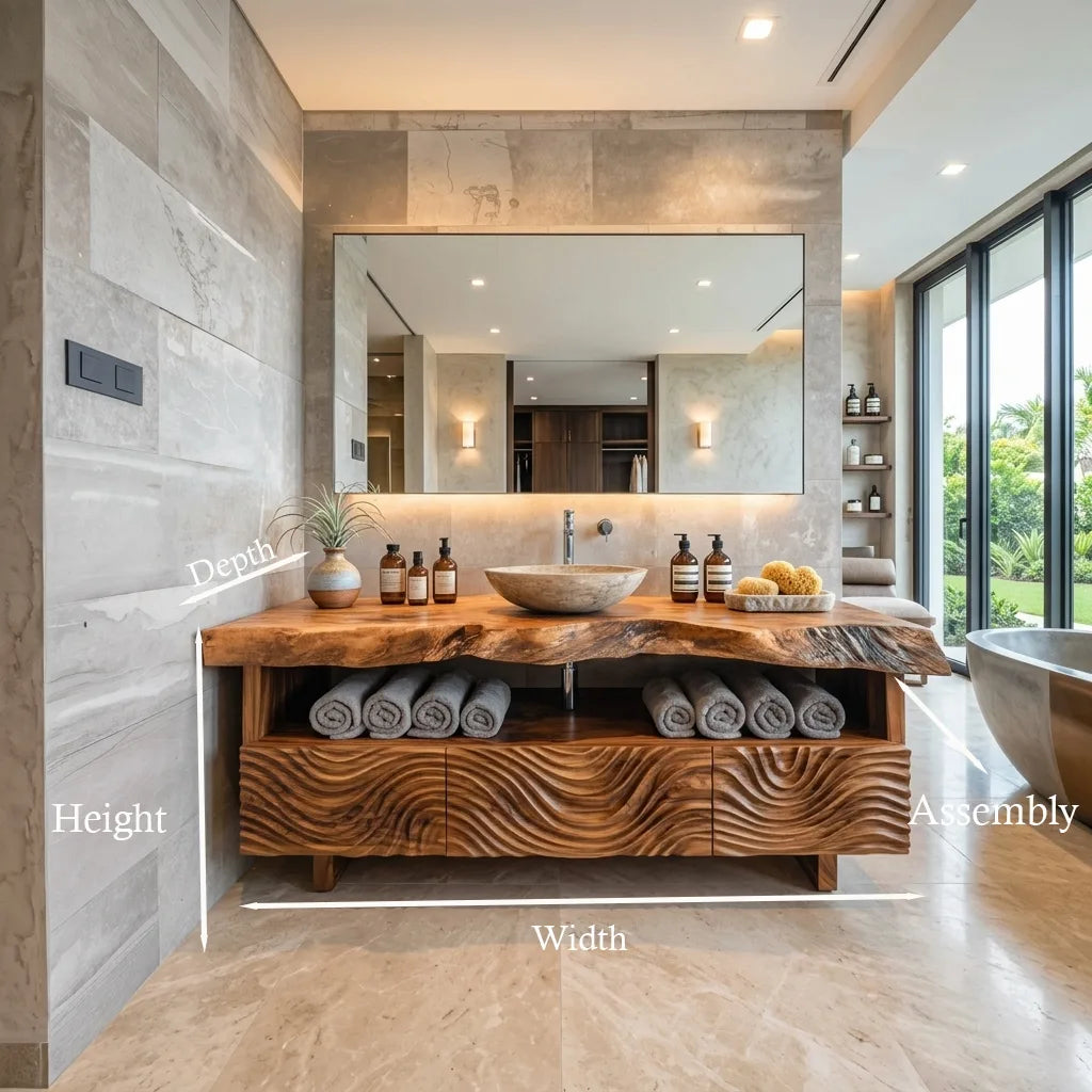Luxury Bathroom Vanity Wave Carved Drawers For Modern Spa