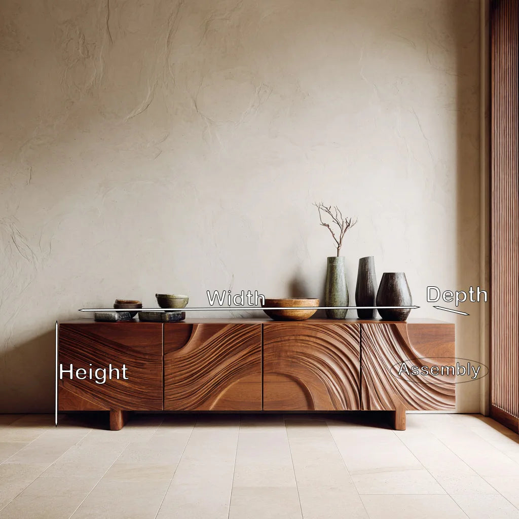 Contemporary Ripple Carved Sideboard For Entryway