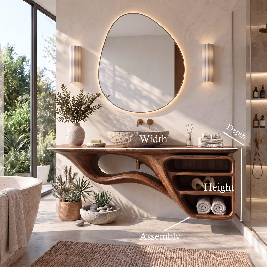 Artisan Floating Bathroom Vanity Flowing Shelves For Luxury Bathroom
