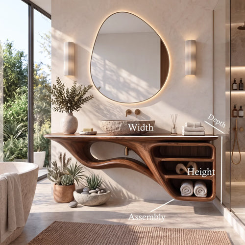 Artisan Floating Bathroom Vanity Flowing Shelves For Luxury Bathroom