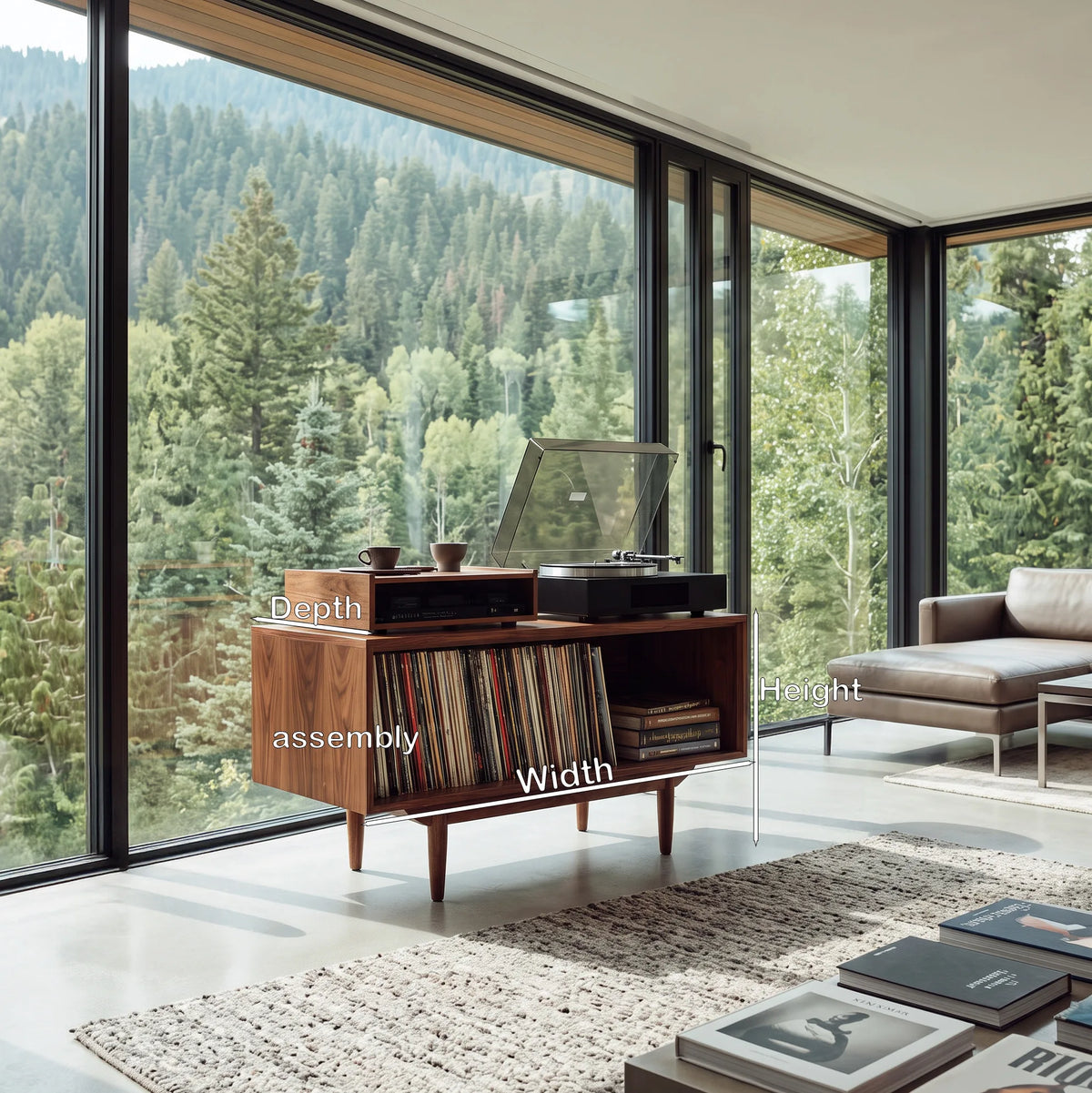 Scandinavian Wooden Record Player Cabinet For Living Room