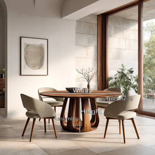 Contemporary Column Base Round Dining Table For Dining Room