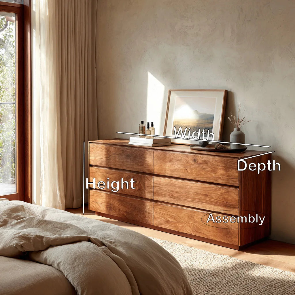 Modern Minimal Wooden Six Drawer Dresser For Bedroom
