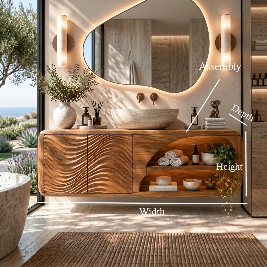 Designer Wall Mounted Bathroom Vanity Curved Shelves For Spa Bathroom