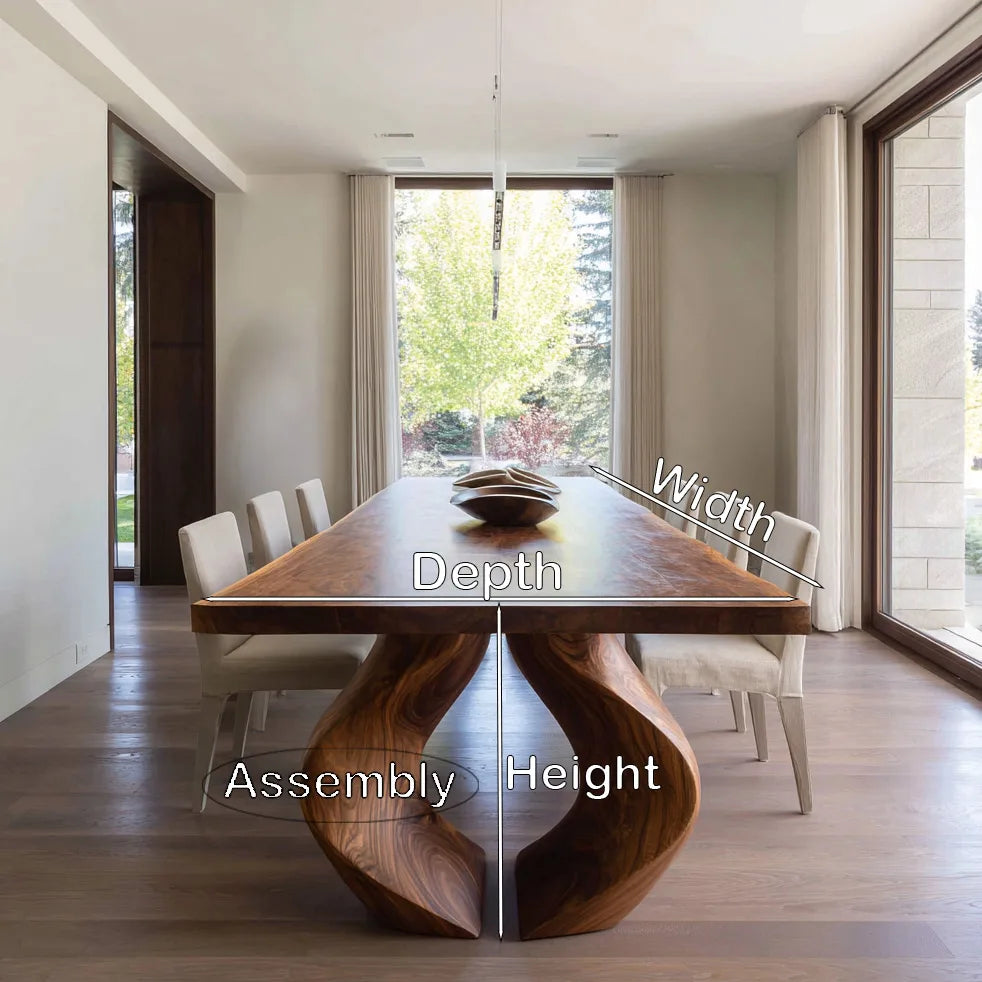 Modern Natural Wood Dining Table Sculptural Base For Dining Room