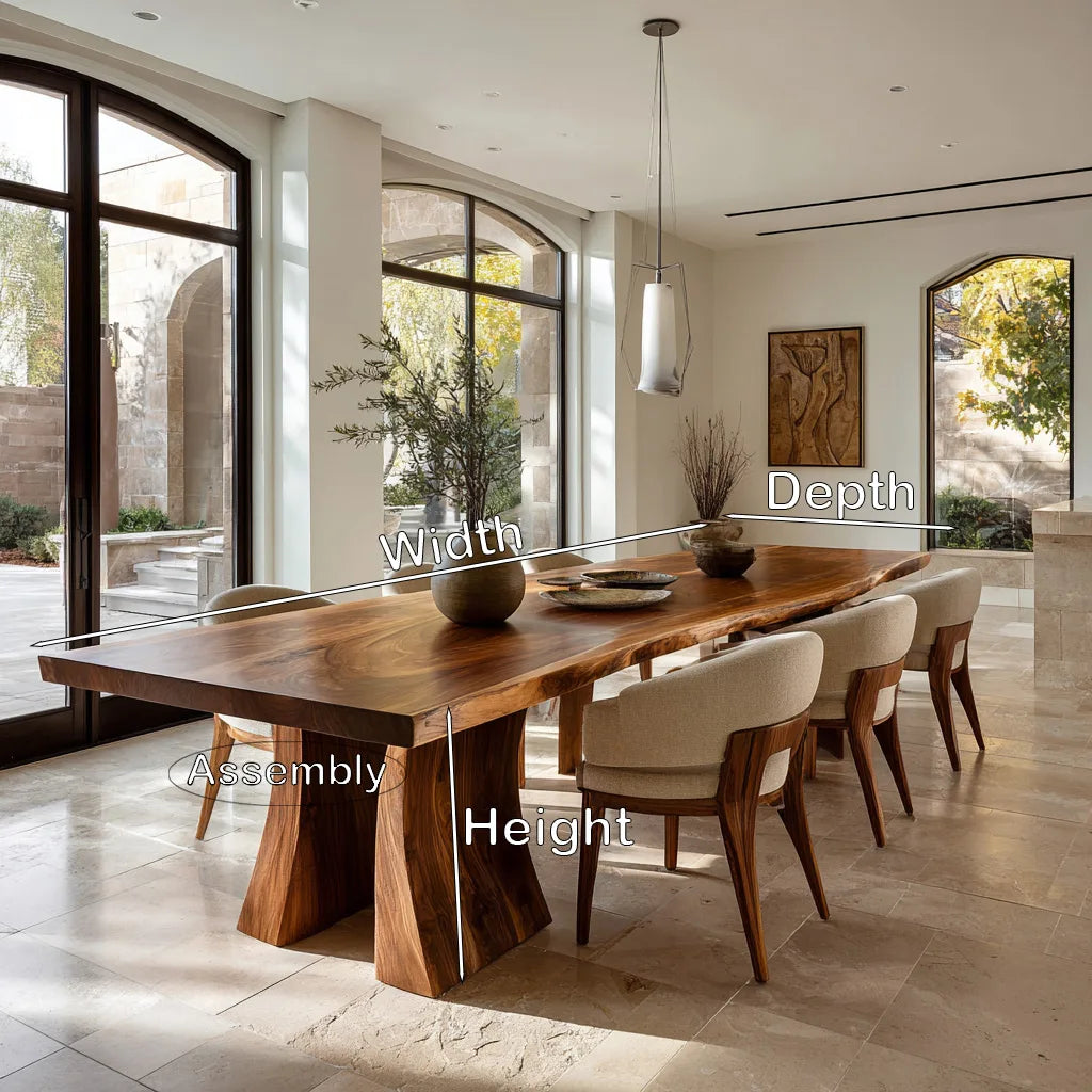 Contemporary Natural Wood Dining Table Sculptural Pedestal For Dining Room