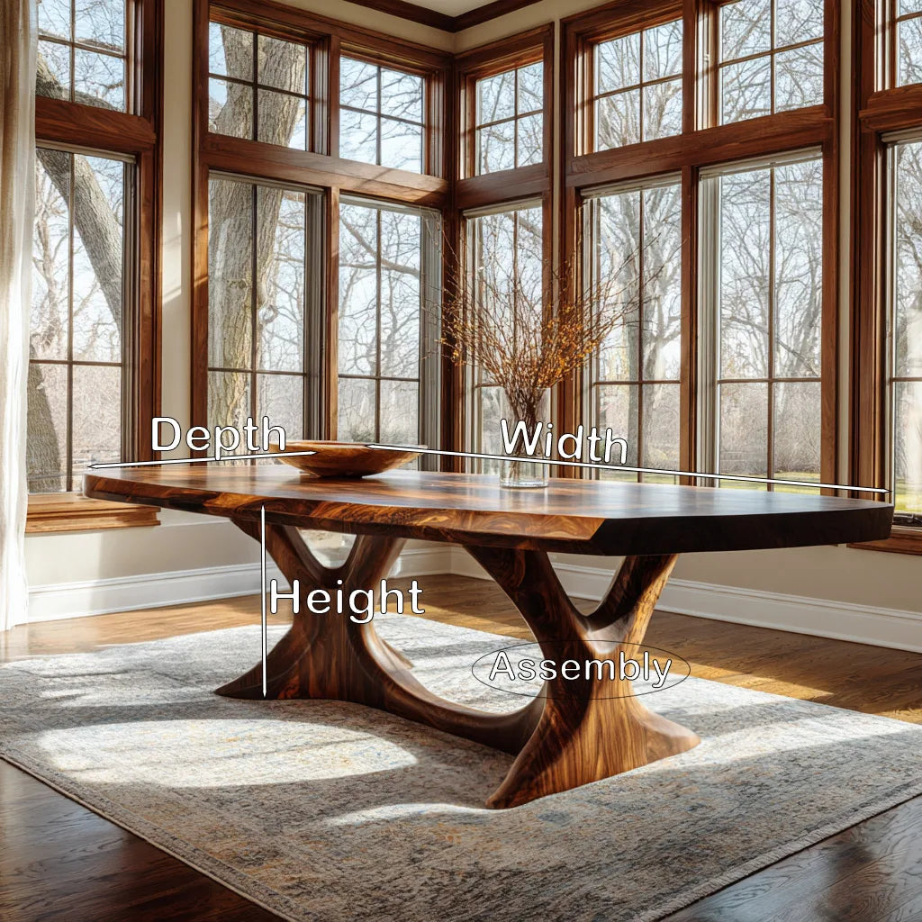 Contemporary Natural Wood Dining Table Organic Base For Dining Room