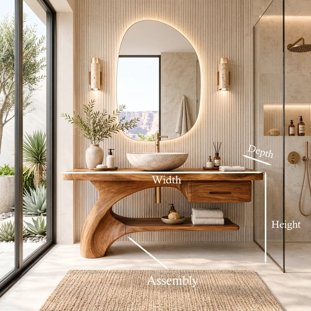 Sculptural Bathroom Vanity Curved Base With Storage For Modern Homes