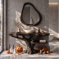 Gothic Halloween Bathroom Vanity With Lower Display Shelf For Bathroom
