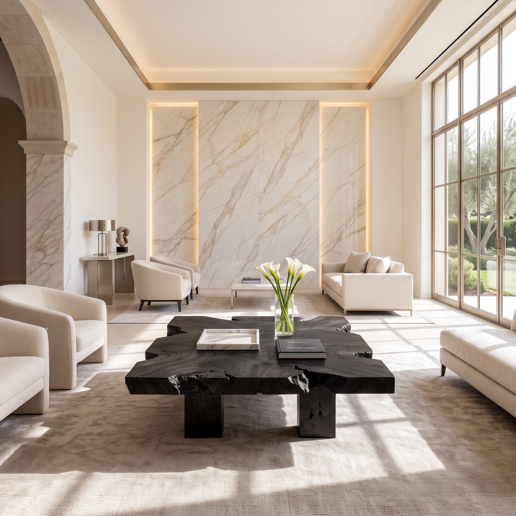 Wooden Coffee Table With Bold Natural Grain Pattern For Lounge