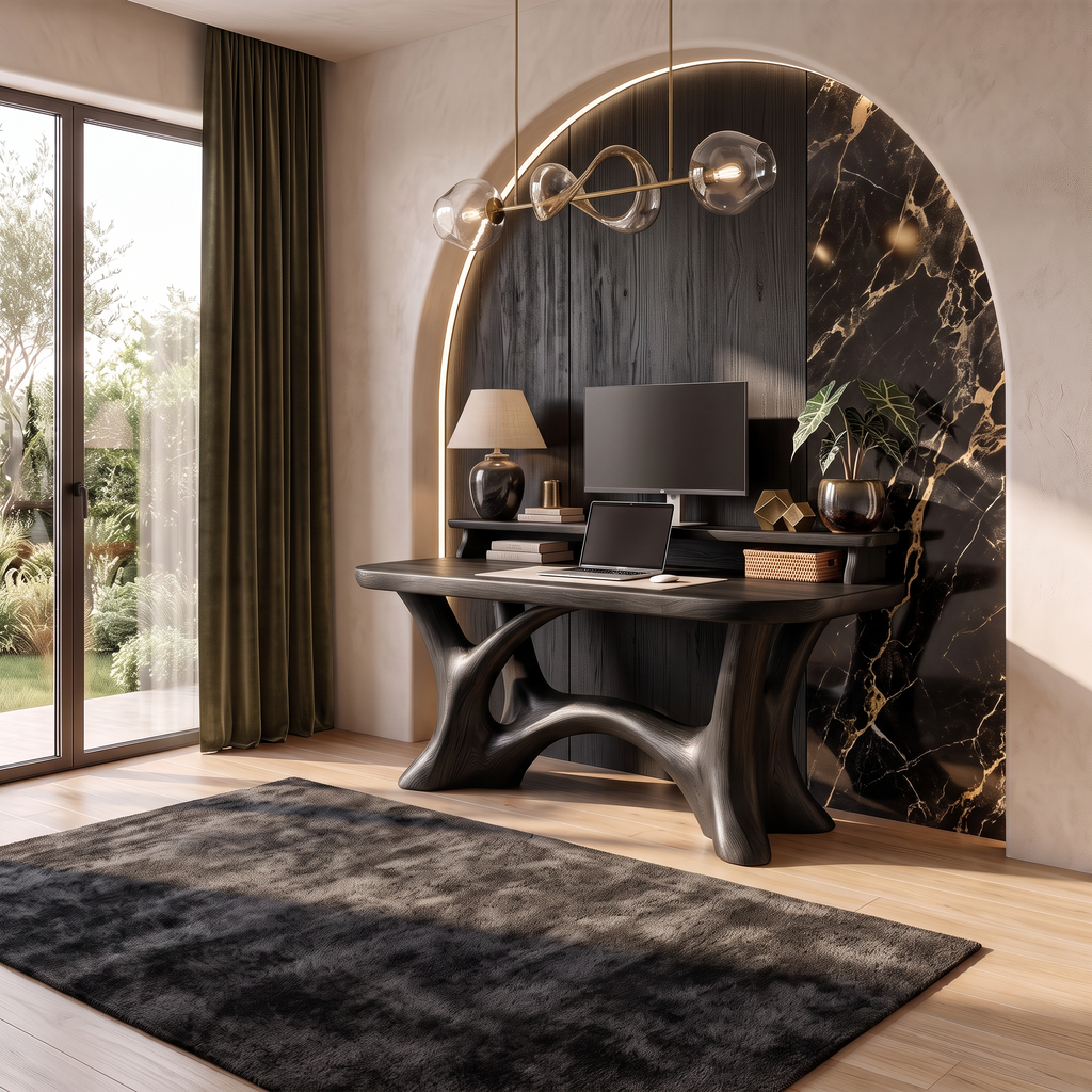 Rustic Writing Desk With Integrated Desktop Riser For Home Office