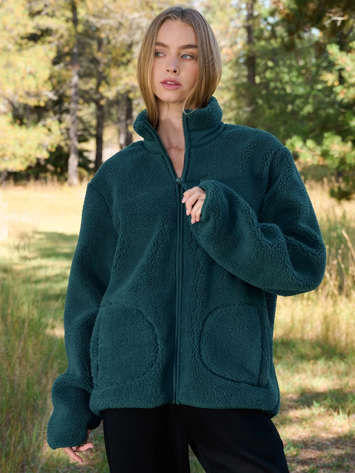 Textured Full-Zip Jacket - Alpine Green