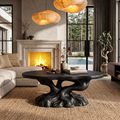 Rustic Coffee Table With Tree Root Inspired Base For Living Room