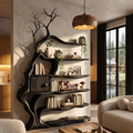 Modern Tree Bookshelf With Integrated Storage Cabinet For Living Room