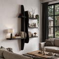 Modern Wall Bookshelf With Asymmetrical Open Shelves For Living Room
