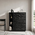 Contemporary Wave Carved Dresser With Shelves For Bedroom