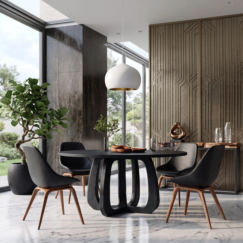 Modern Sculpted Loop Round Dining Table For Dining Room