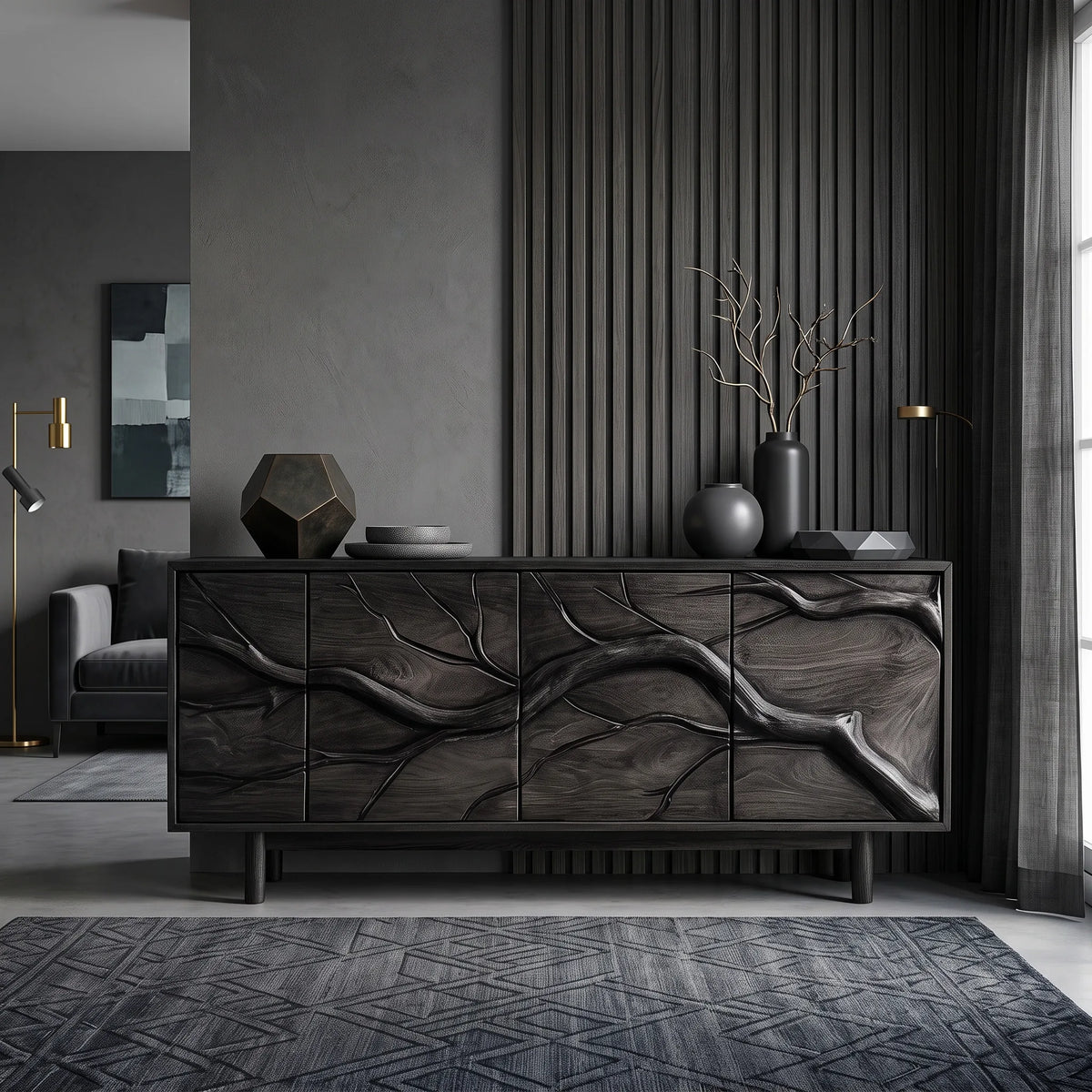 Modern Branch Carved Sideboard For Dining Area