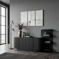 Contemporary Fluted Sideboard With Shelves For Living Room