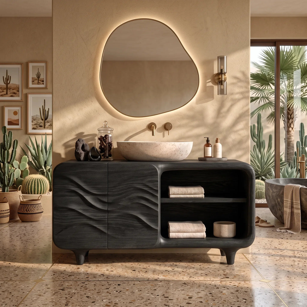 Sculptural Bathroom Vanity Relief Cabinet With Storage For Modern Bathroom