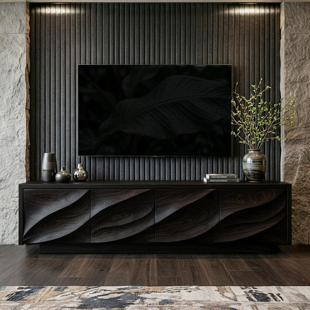 Modern Organic Wood TV Cabinet For Living Room