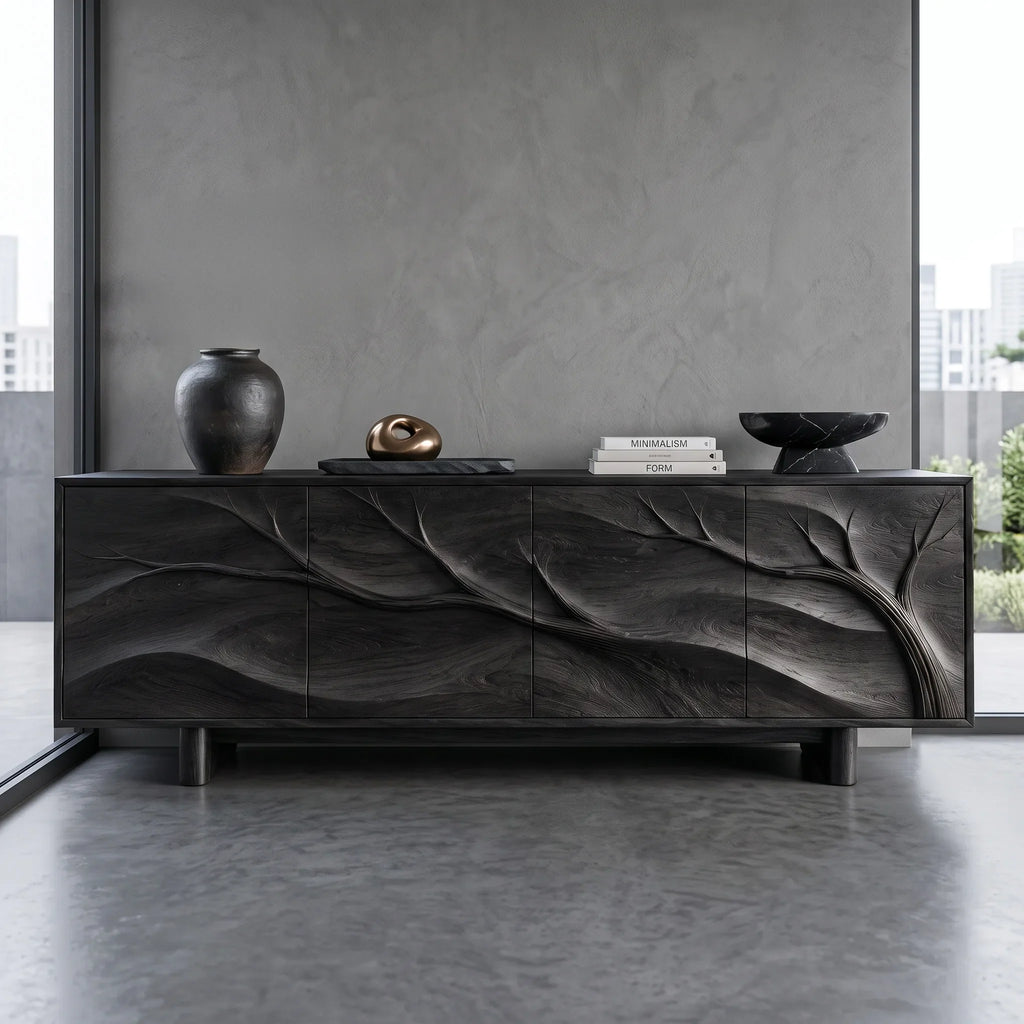 Contemporary Branch Carved Sideboard For Dining Room