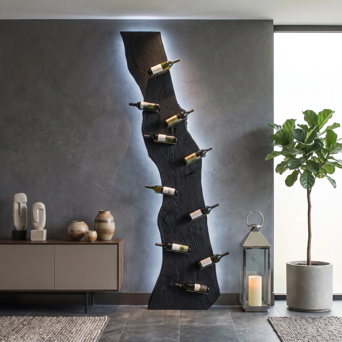 Modern Live Edge Wine Rack For Home Bar
