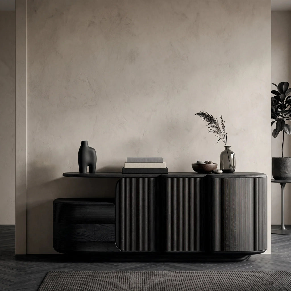 Contemporary Fluted Storage Sideboard For Entryway