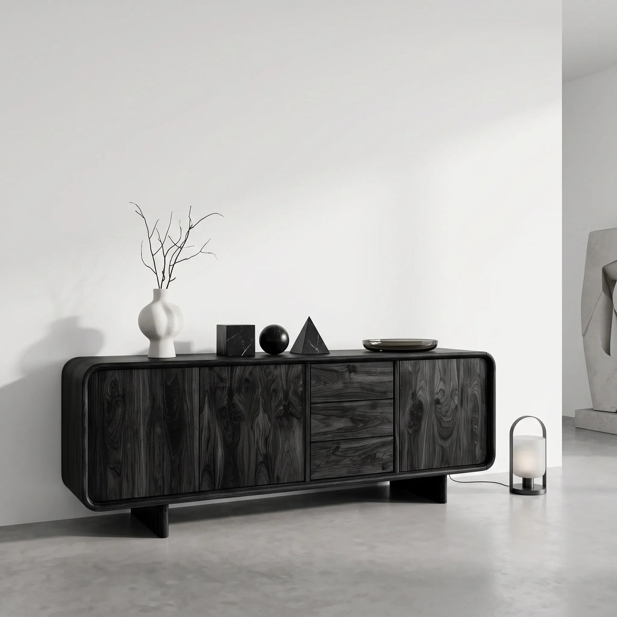 Contemporary Rounded Storage Sideboard For Living Room