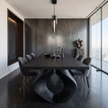 Modern Natural Wood Dining Table Sculptural Base For Dining Room