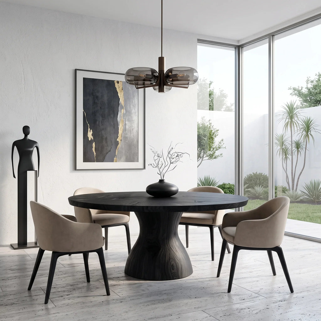 Contemporary Tapered Base Round Dining Table For Dining Room