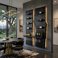 Modern Double Panel Wine Rack With Glass Holder For Home Bar