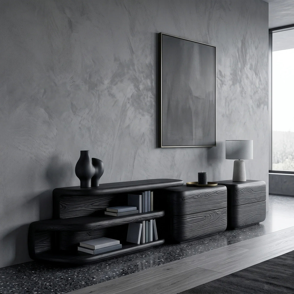 Modern Curved Storage Sideboard For Dining Room
