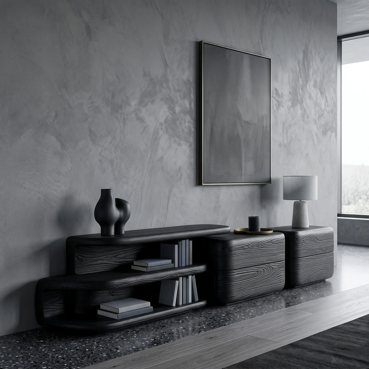 Modern Curved Storage Sideboard For Dining Room