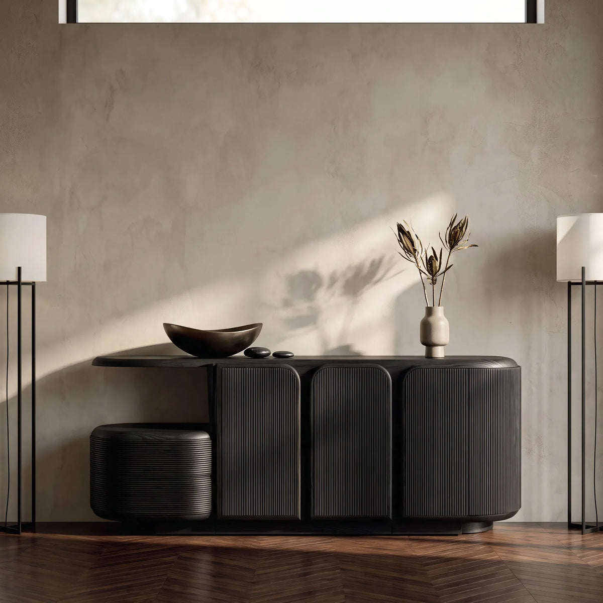 Modern Fluted Cabinet Sideboard For Hallway