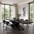 Contemporary Natural Wood Dining Table Geometric Base For Dining Room