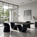 Contemporary Wooden Dining Table Sculptural Wave Base For Dining Room