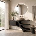 Contemporary Bathroom Vanity Curved Shelves With Cabinet For Modern Ensuite