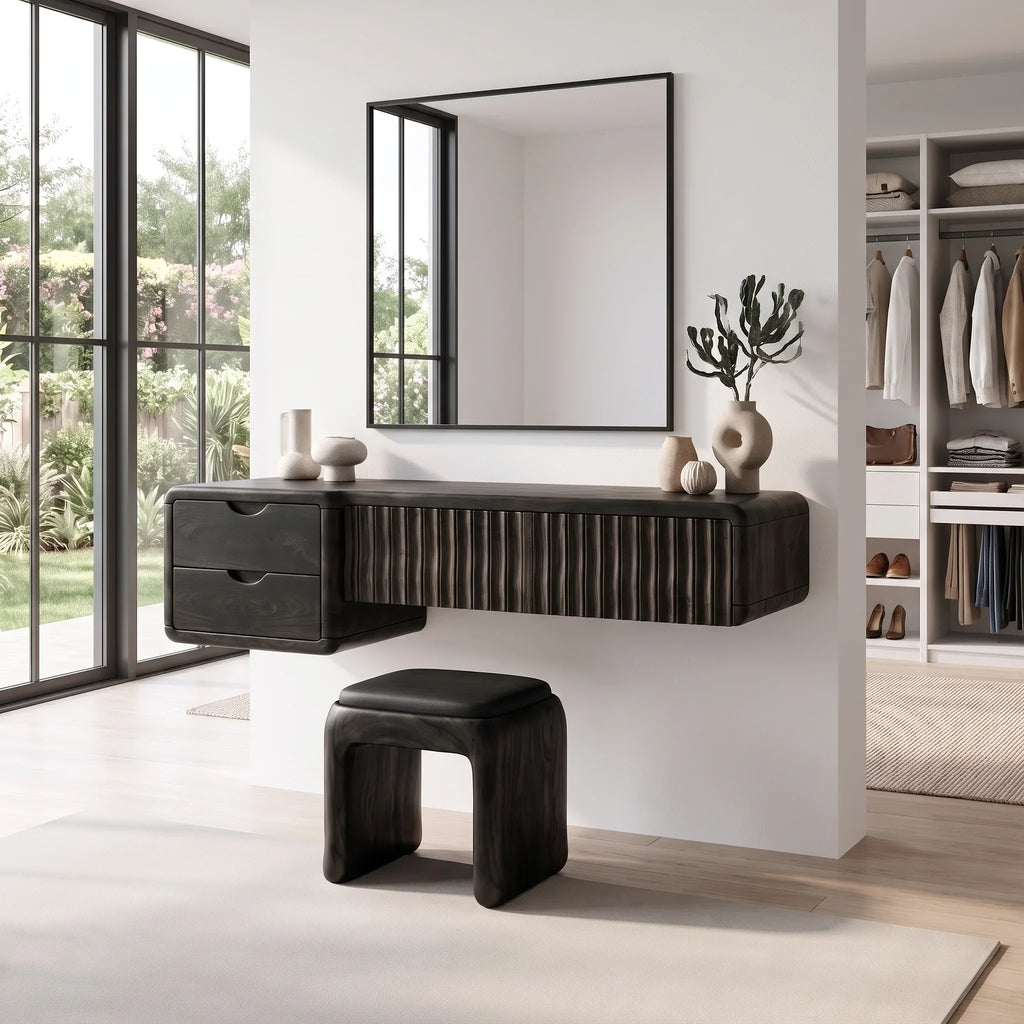 Refined Small Makeup Vanity Beauty Vanity Desk Floating Drawers For Dressing Room
