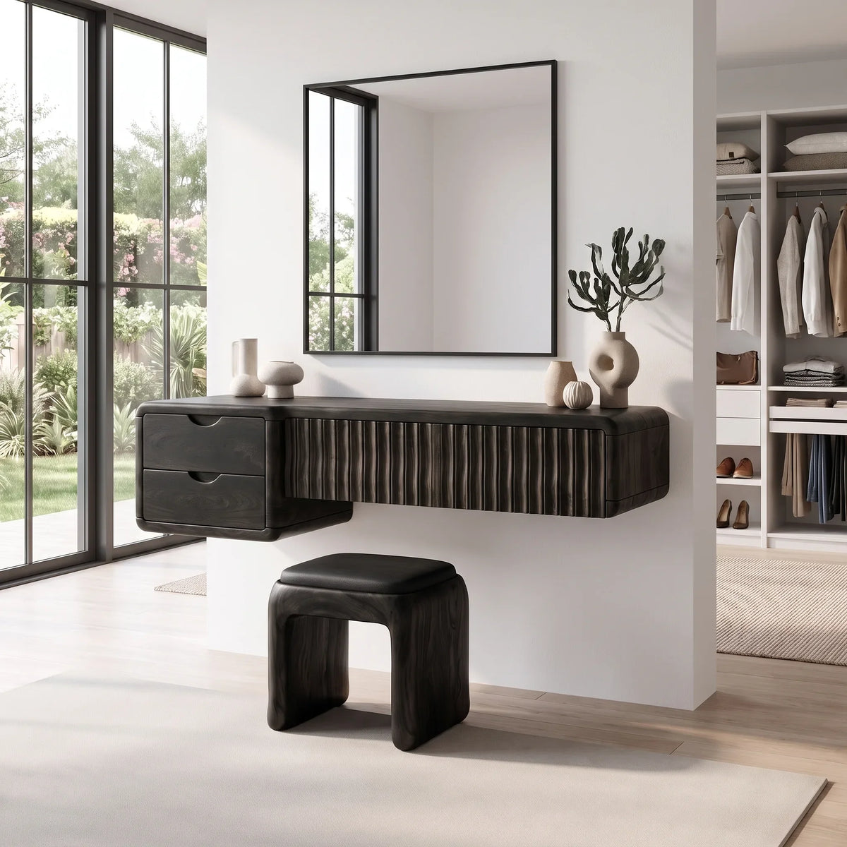 Refined Small Makeup Vanity Beauty Vanity Desk Floating Drawers For Dressing Room