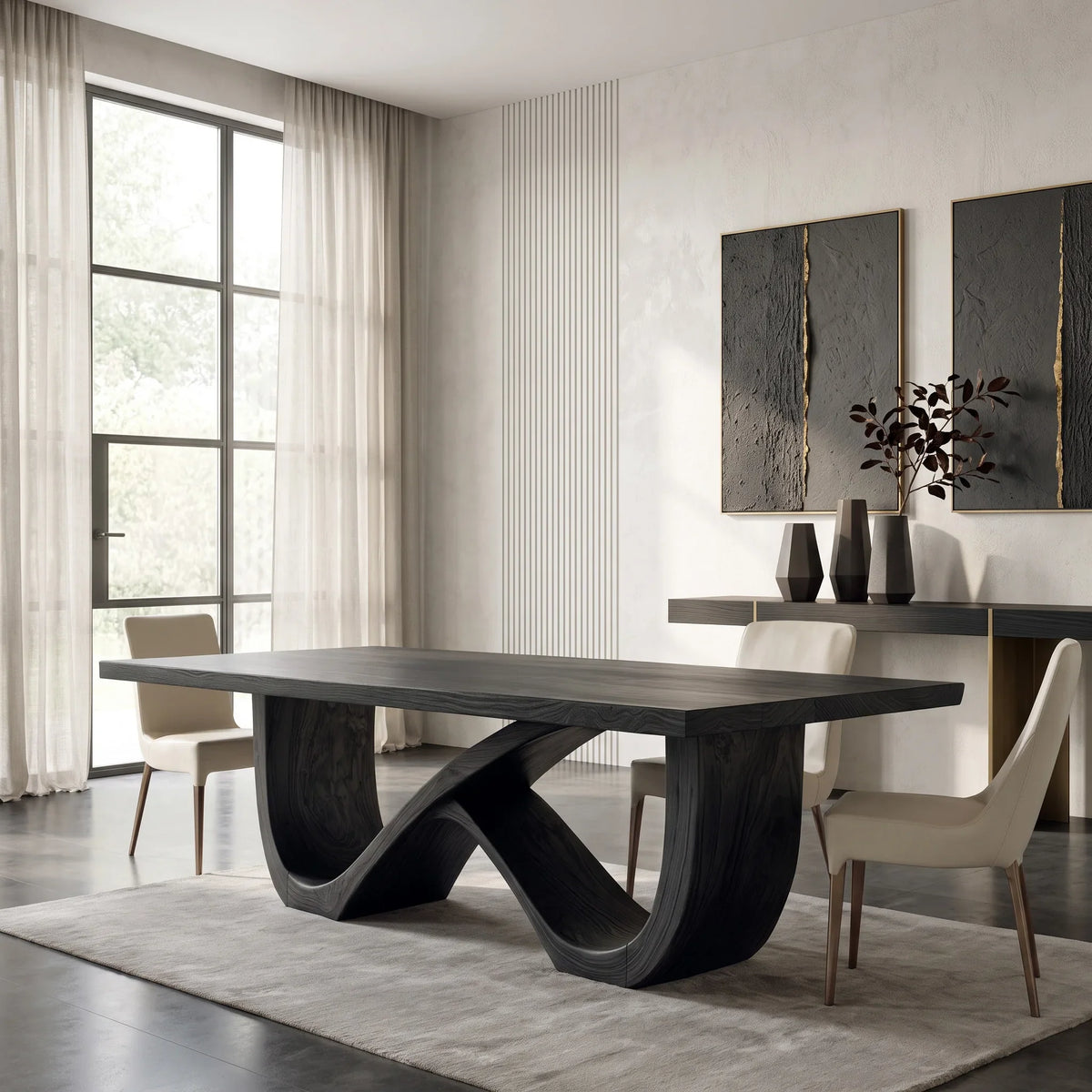 Luxury Wooden Dining Table Infinity Base For Dining Room