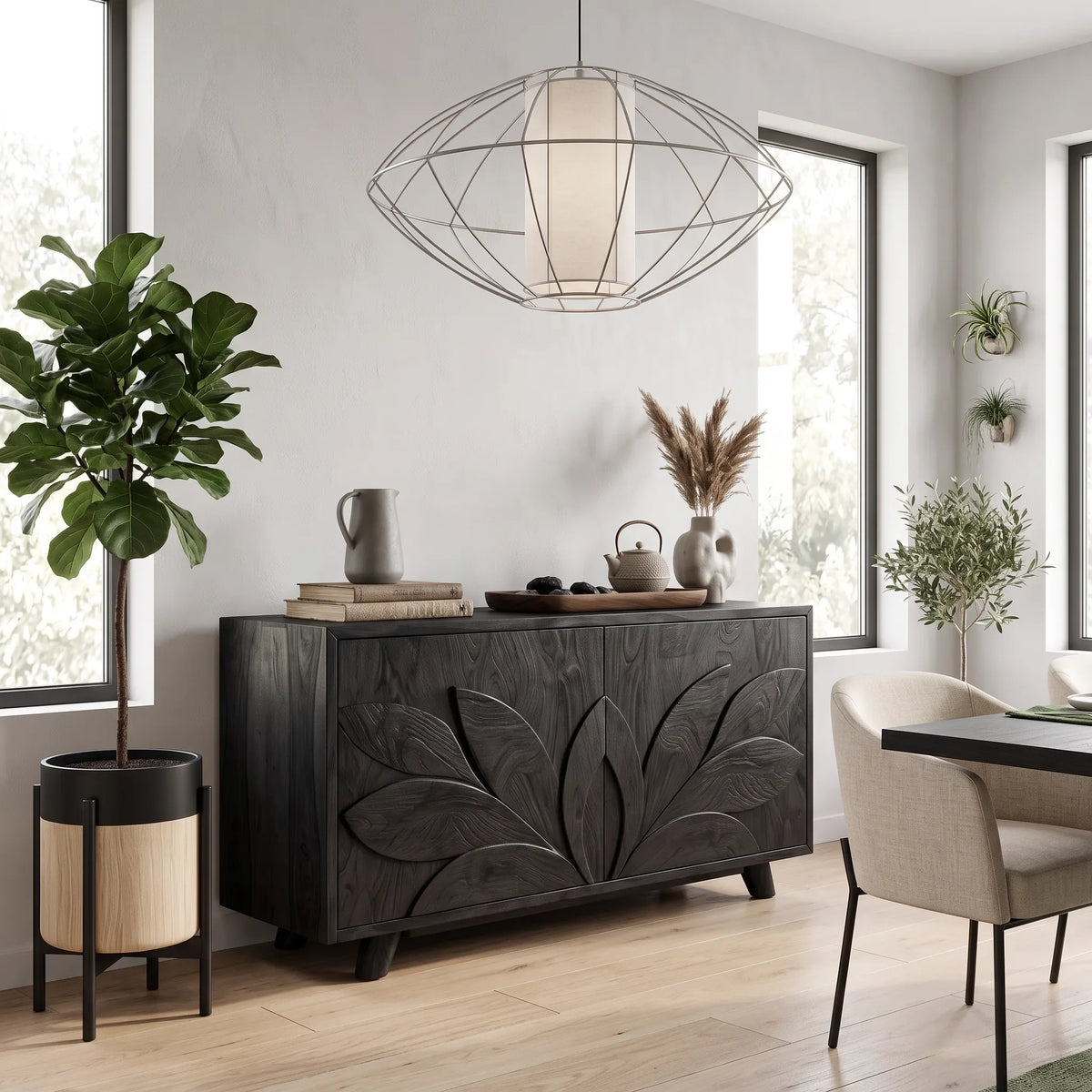Organic Carved Sideboard Cabinet Living Room