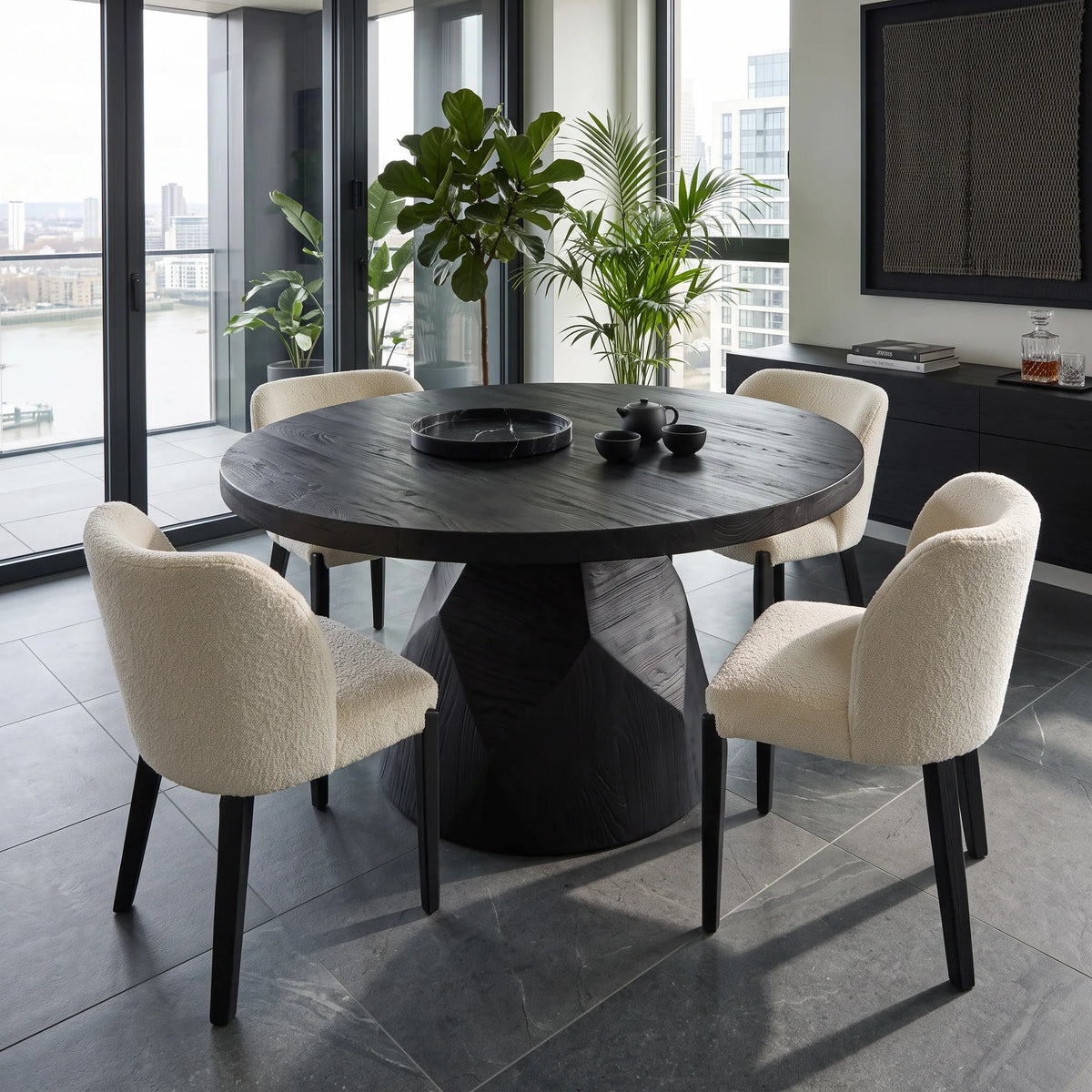 Modern Ribbon Base Round Dining Table For Dining Room