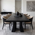 Contemporary Natural Wood Dining Table Sculptural Pedestal For Dining Room