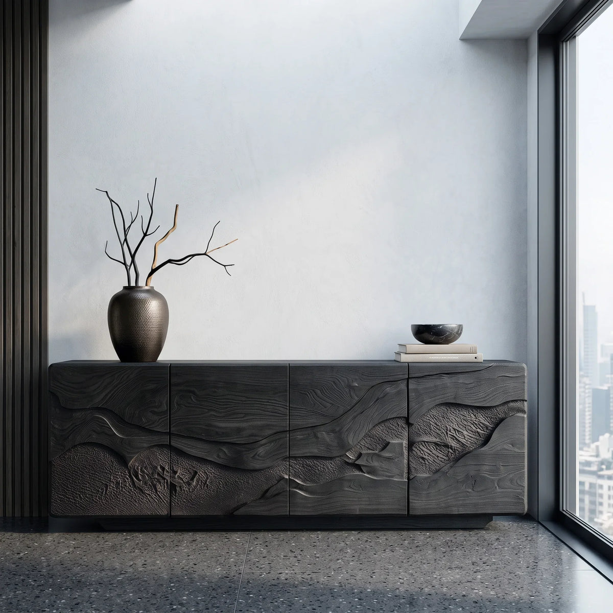 Contemporary Nature Carved Sideboard For Foyer