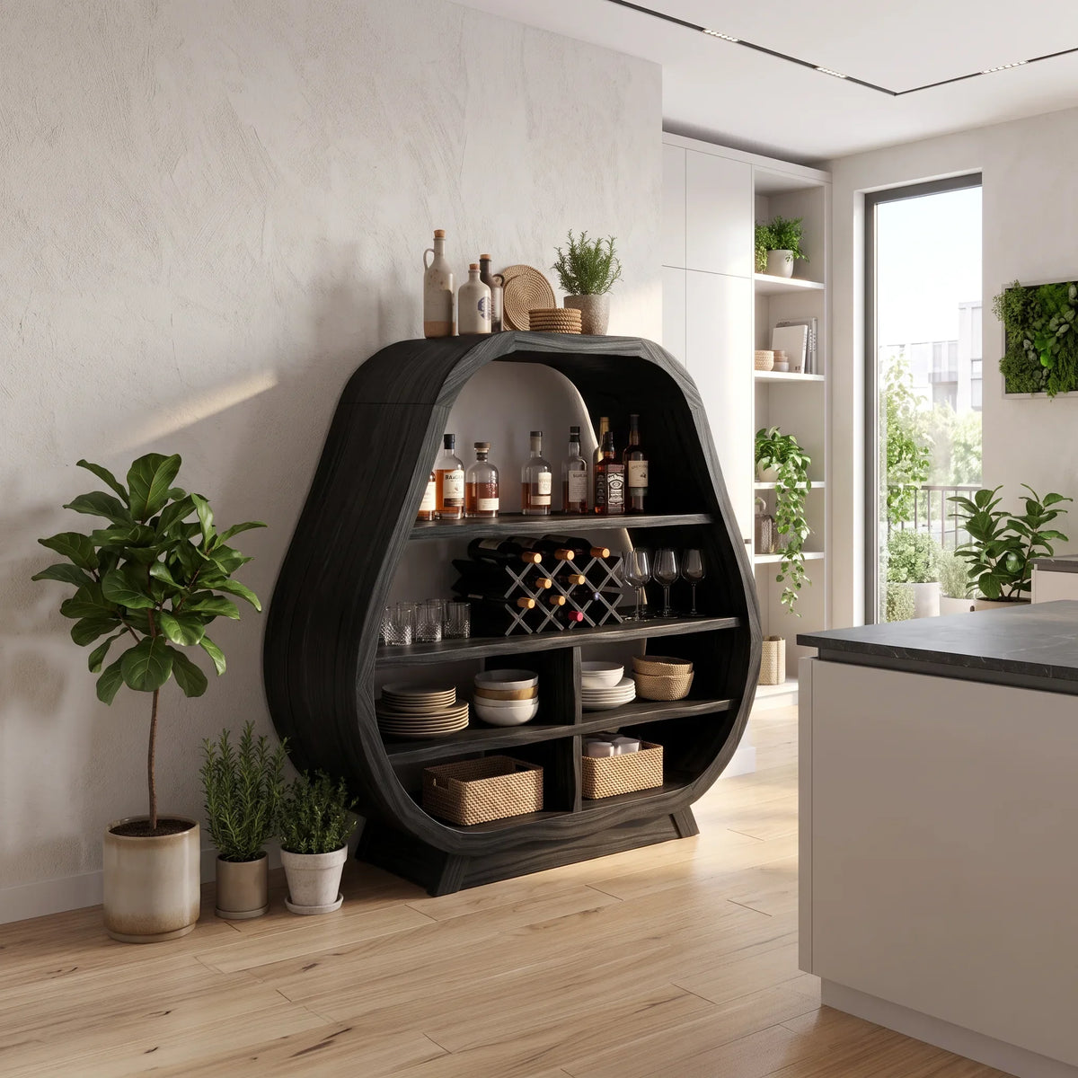 Handcrafted Wine Bar Cabinet Dining Room