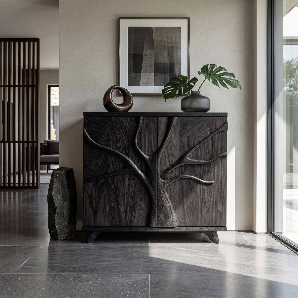 Modern Sculptural Branch Cabinet For Entryway