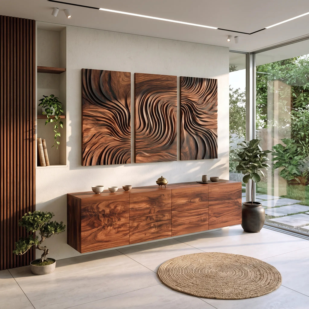 Organic Modern Abstract Wood Wall Art Living Room