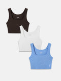 Ribbed High-Neck Crop Tank 3-Pack