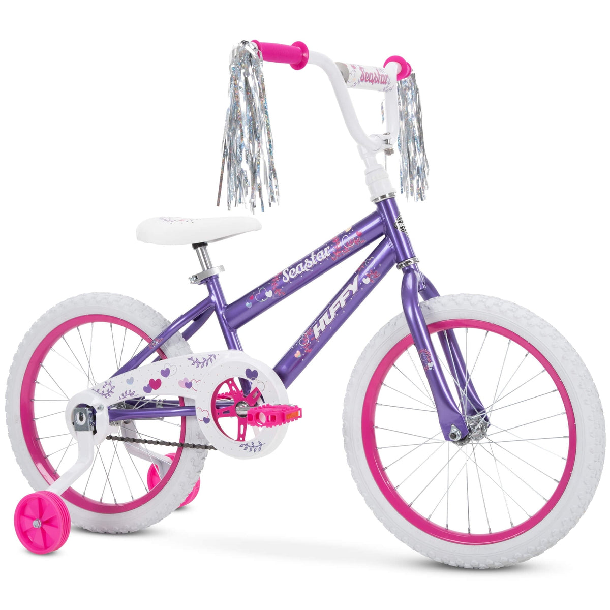 Huffy Sea Star 18in Kids Bicycle, Purple, Ages 4+, Training Wheels, Single-Speed